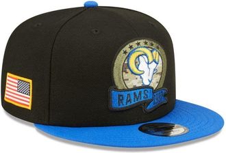 New Era NFL LOS Angeles RAMS Salute to Service 2022 Snapback 9FIFTY Game Cap, Black & Team, S-M