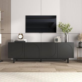 Merax Modern TV Cabinet 175 x 38 x 56 cm with Adjustable Shelves in Black