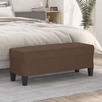 vidaXL Banco De Cuero Sint&eacute;tico Marr&oacute;n 100x35x41 Cm Vidaxl