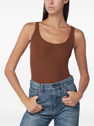 Roberto Collina ribbed tank top - women - Fabric - M - Brown