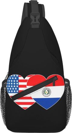 Generic Paraguay America Flag Twin Heart For Paraguayan Americans Crossbody Bag Lightweight Cross Body Bag With Zipper Daypack For Outdoors Camping Workout