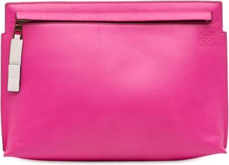 Loewe Pre-owned Clutches, female, Pink, Size: ONE SIZE Pre-owned Leather Zip Pouch