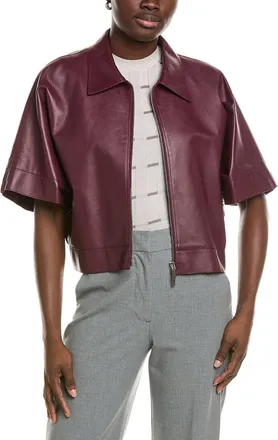 Lafayette 148 New York Zip Front Cropped Linen Jacket