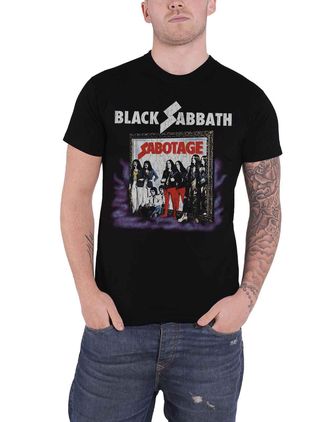 Black Sabbath T Shirt Sabotage Vintage Distressed Band Logo Official Mens Black L
