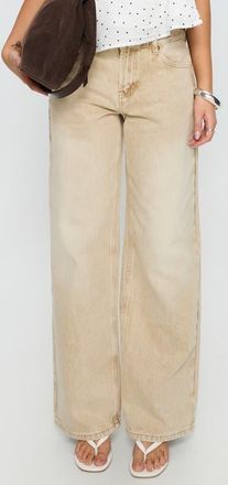 Princess Polly Serenitia Relaxed Jeans in Sandy Brown Wash at Nordstrom, Size 12