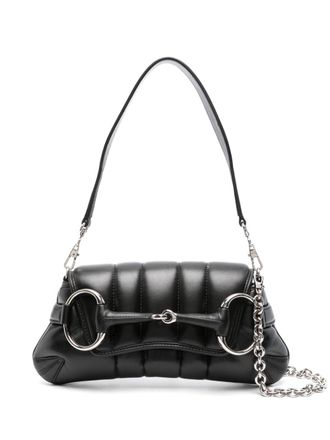 Gucci Kleine Horsebit schoudertas met ketting - Zwart