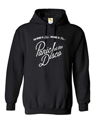 Generic Inspired PANaIC! at The Disco Too Live, Too DIE Funny Music Band Hooded Sweatshirt (Medium, Black)