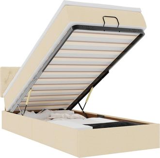 vidaXL Pouf Letto Con Materasso E Led Crema 90x200 Cm In Tessuto Vidaxl