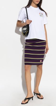 Casablanca T-shirt With Colorful Print, Womens, White