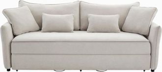 VENTE-UNIQUE.COM Sof&aacute; cama poli&eacute;ster 3 plazas beige 220x87cm