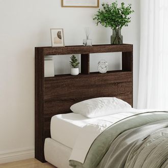 vidaXL Cabecero De Cama Con Luz Led Marr&oacute;n Roble 100x17x102 Cm Vidaxl