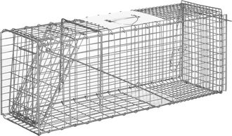 OEM Trampa Para Animales Vivos Plegable 81x26x34,5 Cm Jaula De Captura De Alambre Con Puerta Y Asa Para Conejos Plata