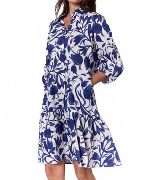 0039 Italy Mila Ruffled Skirt Mini Dress In Navy Fruite