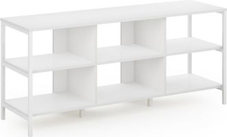Furinno Camnus Modern Living TV Stand for TVs up to 60 Inch, Solid White/White