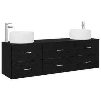vidaXL Juego De Muebles De Ba&ntilde;o 3 Uds. Negro 49,5 X 44,5 X 66 Cm Vidaxl