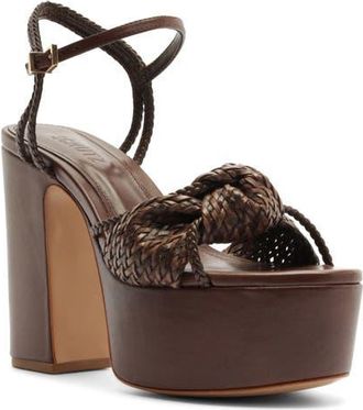 Schutz Kalina Ankle Strap Platform Sandal in Root Brown at Nordstrom, Size 10.5