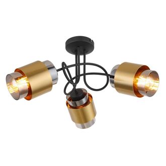 Netlighting Milley Semi Flush Ceiling Lamp Black Smoke Glass 3x E27