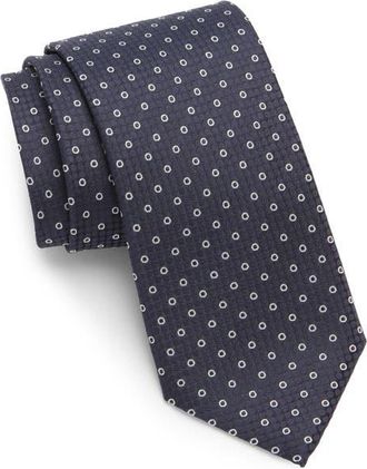 Canali Geometric Silk Tie in Navy at Nordstrom