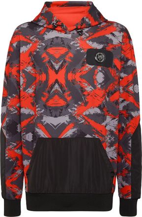 Plein Sport camouflage-print logo-patch hoodie - men - Polyester/Elastane - L - Orange