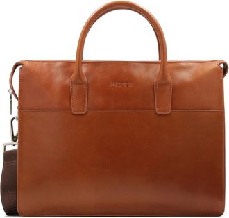 Kazar Bruin lederen enkele compartiment tas - Heren - Laptoptassen - Bruin - ONE Size - Leer - Tassen