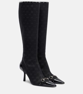 Gucci Savoy Horsebit GG canvas knee-high boots