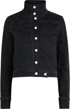 Courr&egrave;ges Reedition Logo Stretch-denim Jacket - Black - 38 (UK10 / S)