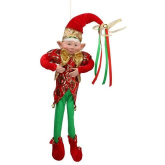 Vacchetti Mu&ntilde;eco De Tela Elfo Rojo Verde Cm22x13h66