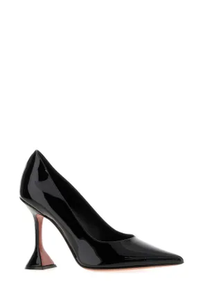 Amina Muaddi Patent Leather Heel Pump - Black