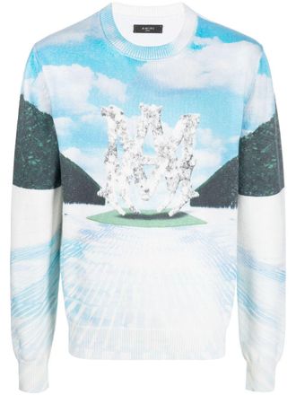 Amiri Intarsia trui - Wit