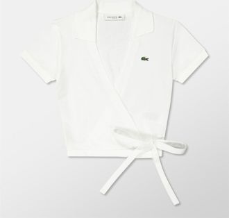 Lacoste Womens Slim Fit Short Sleeve Shirt in Flour - Animal - Size 10 UK