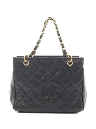 Chanel 2000-2002 gewatteerde schoudertas met ketting - Zwart