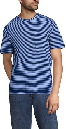 Lands End Short Sleeve Cotton Linen Tee in Baltic Teal/blue Stripe at Nordstrom, Size X-Large