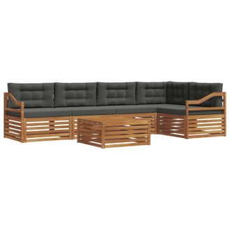 vidaXL Conjunto De Sof&aacute;s De Exterior 6 Pcs Natural Y Antracita Vidaxl