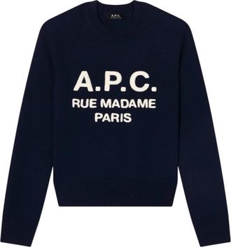 A.P.C. Alissa Sweater - Dames - Ronde hals truien - Blauw - M - Wol - Truien & Vesten