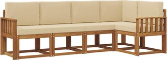 vidaXL Conjunto De Sof&aacute;s De Exterior 5 Uds. Natural Y Beige Vidaxl