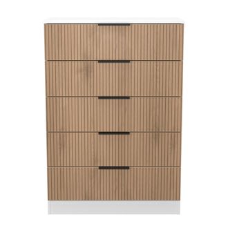 Lewis's Java 5 Drawer Chest in Slatted Effect / White - Ready Assembled - Lewiss Home | TJ Hughes