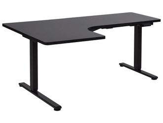 Beliani Escritorio regulable de derivado de madera negro