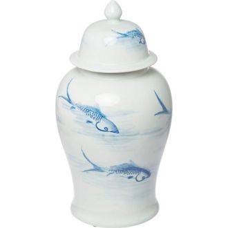 A & B Home Koi Porcelain Lidded Jar in White at Nordstrom Rack