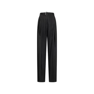 Blumarine Shiny Diagonal Trousers - female - Blumarine - Wide Trousers - Black - XS - Trousers