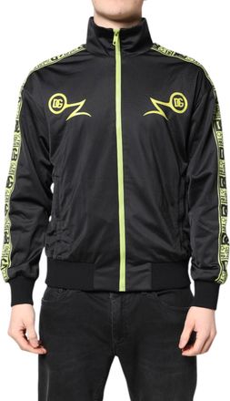 Dolce & Gabbana Black Logo Turtleneck Zip Bomber Mens Jacket (Pre-Owned)