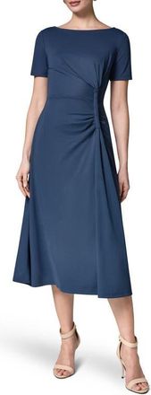 DKNY Side Ruched Jersey Midi Dress in Night Sky at Nordstrom, Size 16