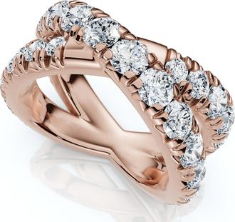 Pompeii3 3Ct Diamond Heavy Crossover Right Hand Ring 14k Gold or Platinum Lab Grown