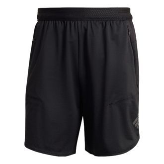 adidas Mens adidas Printing Brand Logo Solid Color Gym Shorts Black HB6526