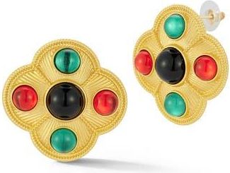 Sphera Milano Resin Cabochon Quatrefoil Drop Earrings in Gold at Nordstrom Rack