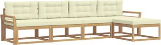 vidaXL Conjunto De Sof&aacute;s De Exterior 4 Uds. Blanco Y Crema Poli&eacute;ster Vidaxl