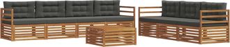 vidaXL Set Di Divani Da Esterno 8 Pz Naturale E Antracite Vidaxl
