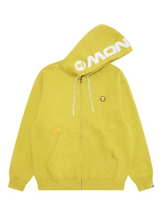 Aape By A Bathing Ape embroidered-logo zip-up hoodie - men - Cotton/Polyester - M - Yellow