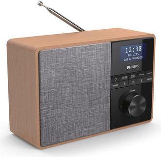 Philips Audio Tar5505/10 Radio, Carcasa De Madera, Radio Dab+/fm, Temporizador De Cocina, Alimentaci&oacute;n Por Red O Bater&iacute;a, Color Marr&oacute;n/gris Con Bluetooth