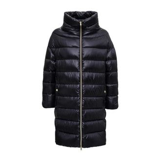 Herno Jassen, Dames, Zwart, S, Leer, Matilda Gewatteerde Jas