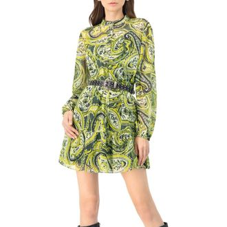 Ivonne Short Paisley Dress with Long Sleeves in Green at Nordstrom, Size 14